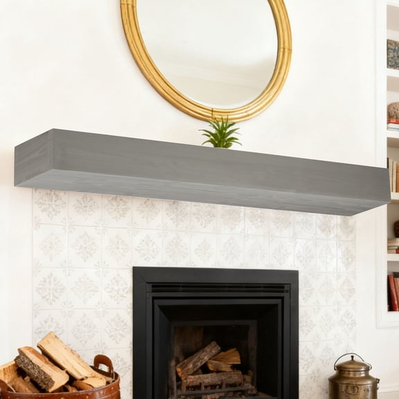 60" Solid Fir Wood Fireplace Mantel - Floating Wall-Mounted Shelf with 70lb Capacity, Modern Farmhouse Home Decor for Living Room & Kitchen
