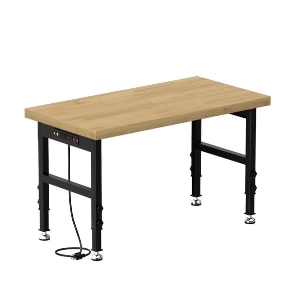 60 Solid Wood Tool Desk - with Drawers, Outlets, and Swivel Casters - Multiple Models Available