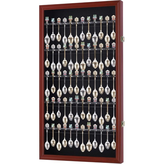 60 Souvenir Spoon Tea Spoon Display Case Rack Holder Wall Cabinet ...