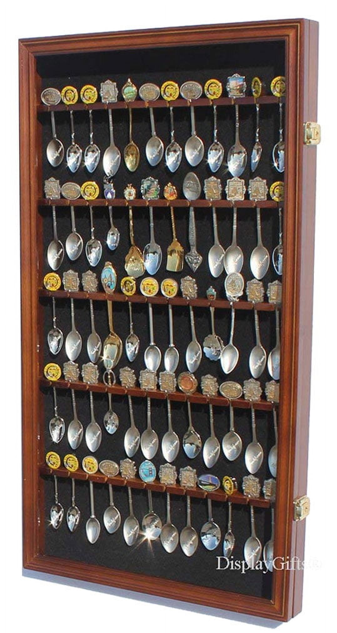 60 Souvenir Spoon Tea Spoon Display Case Rack Holder Wall UV