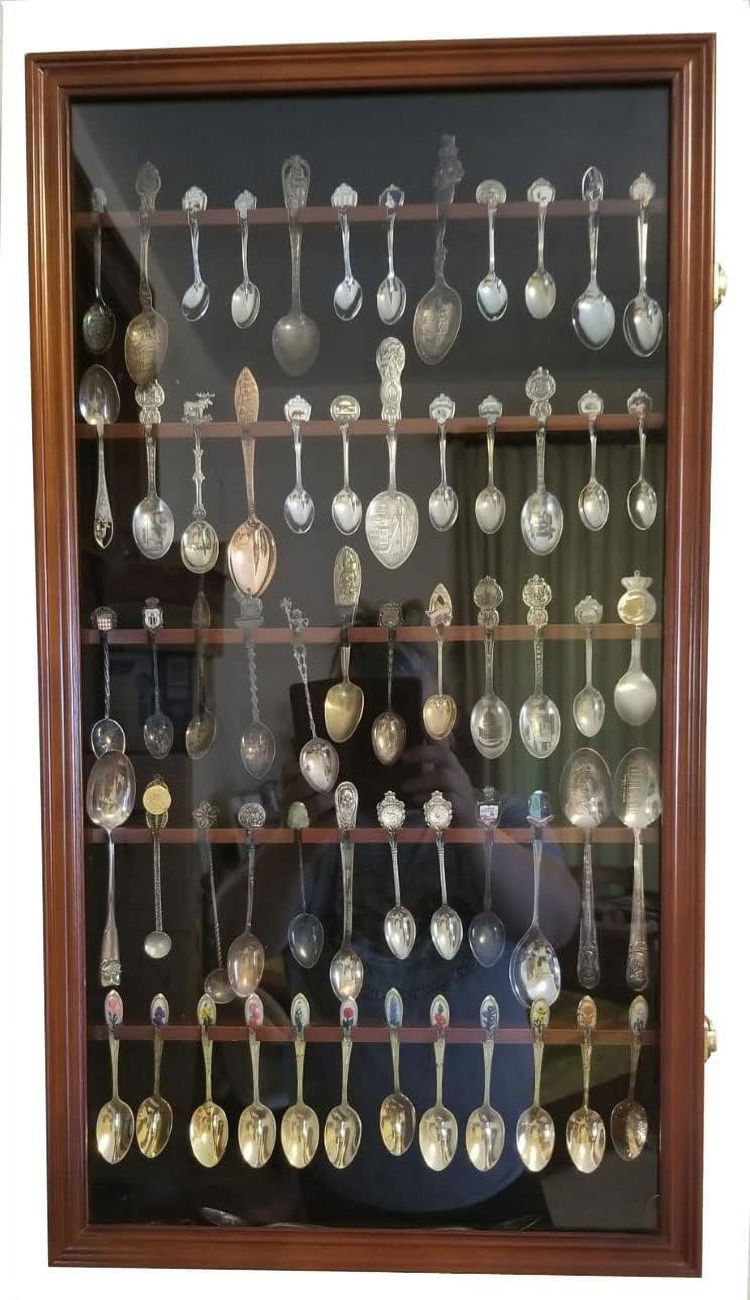 60 Souvenir Spoon Tea Spoon Display Case Rack Holder Wall UV