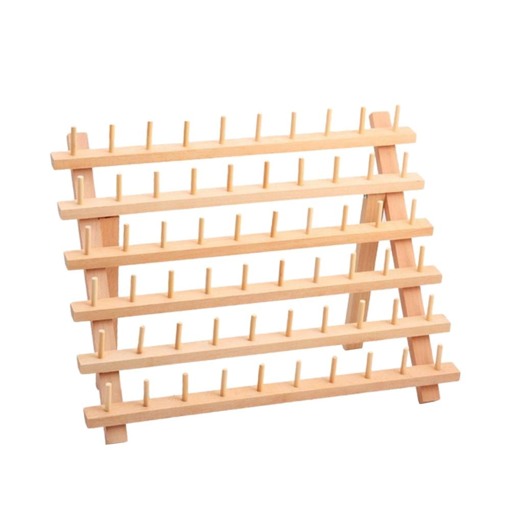 60-Spool Thread Rack, Wooden Thread Holder Sewing Organizer for Sewing,  Quilting, Embroidery, Hair-braiding, Hanging Jewelry 