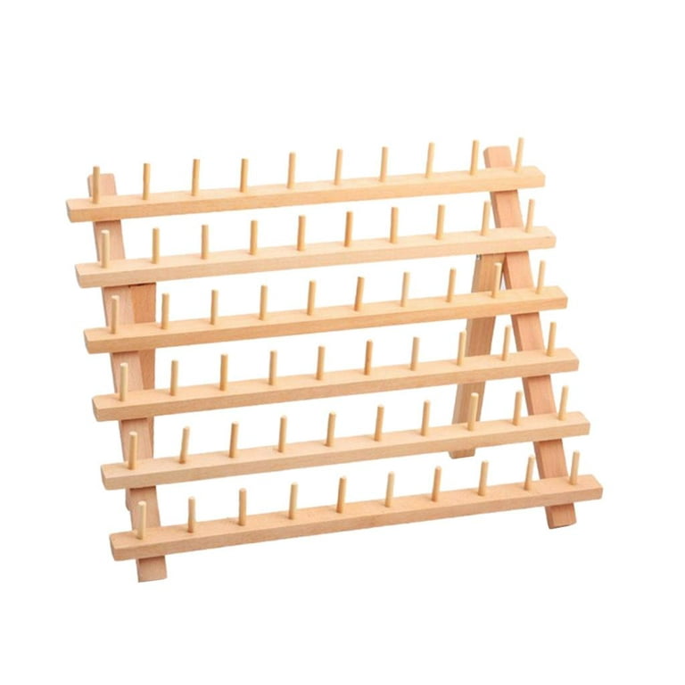60-spools Wooden Thread Holder Sewing And Embroidery Thread Rack