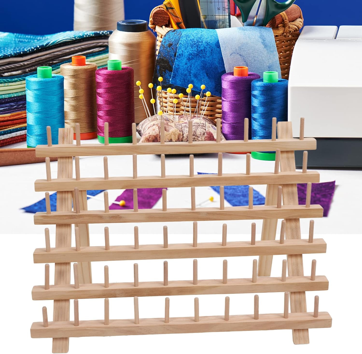 60 Spools Wooden Thread Rack DIY Easy Storage Safe Eco Friendly