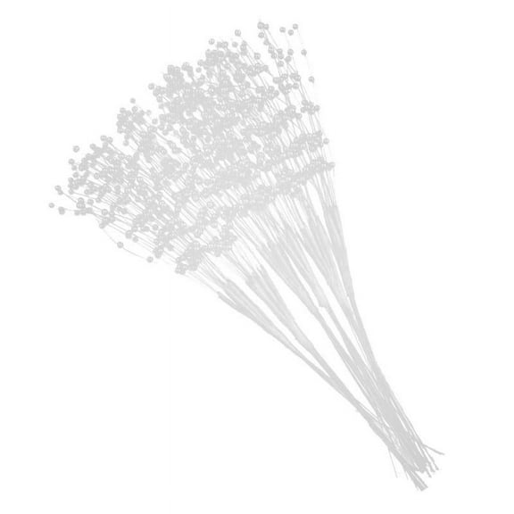 60 Stems Flowers Stamens Pistils with Pearl Heads - White