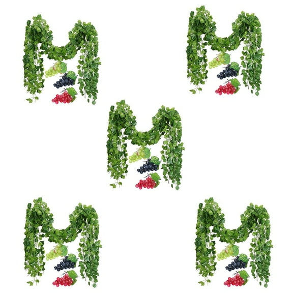 60 Strands Artificial Fake Grape Vines Ivy Leaves with 15 Strings Grapes for Wedding Party Home Wall Decoration