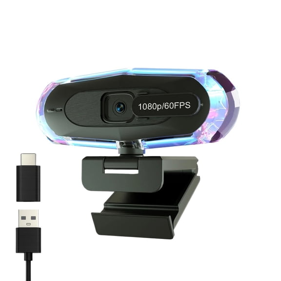 60 Streaming Camera|Smooth Video,Autofocus,Privacy Cover|Plug&Play USB Webcam w/Free Type-C Adapter for Gaming,Conference,Cal