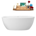 thumbnail image 1 of 60" Streamline G-23-142-BBR Soaking Glossy White Freestanding Tub and Tray With Internal Drain in Brushed Brass, 1 of 10
