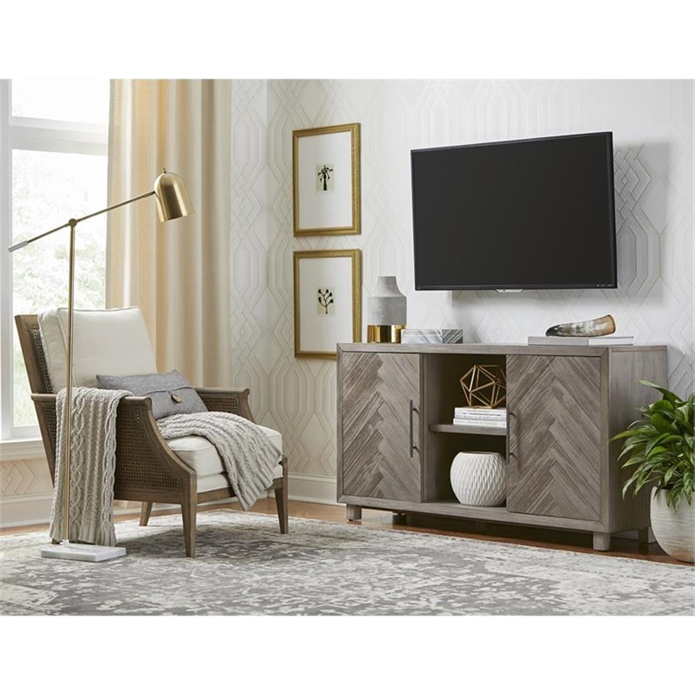 Gray 60" Transitional Wood TV Console with Cabinet