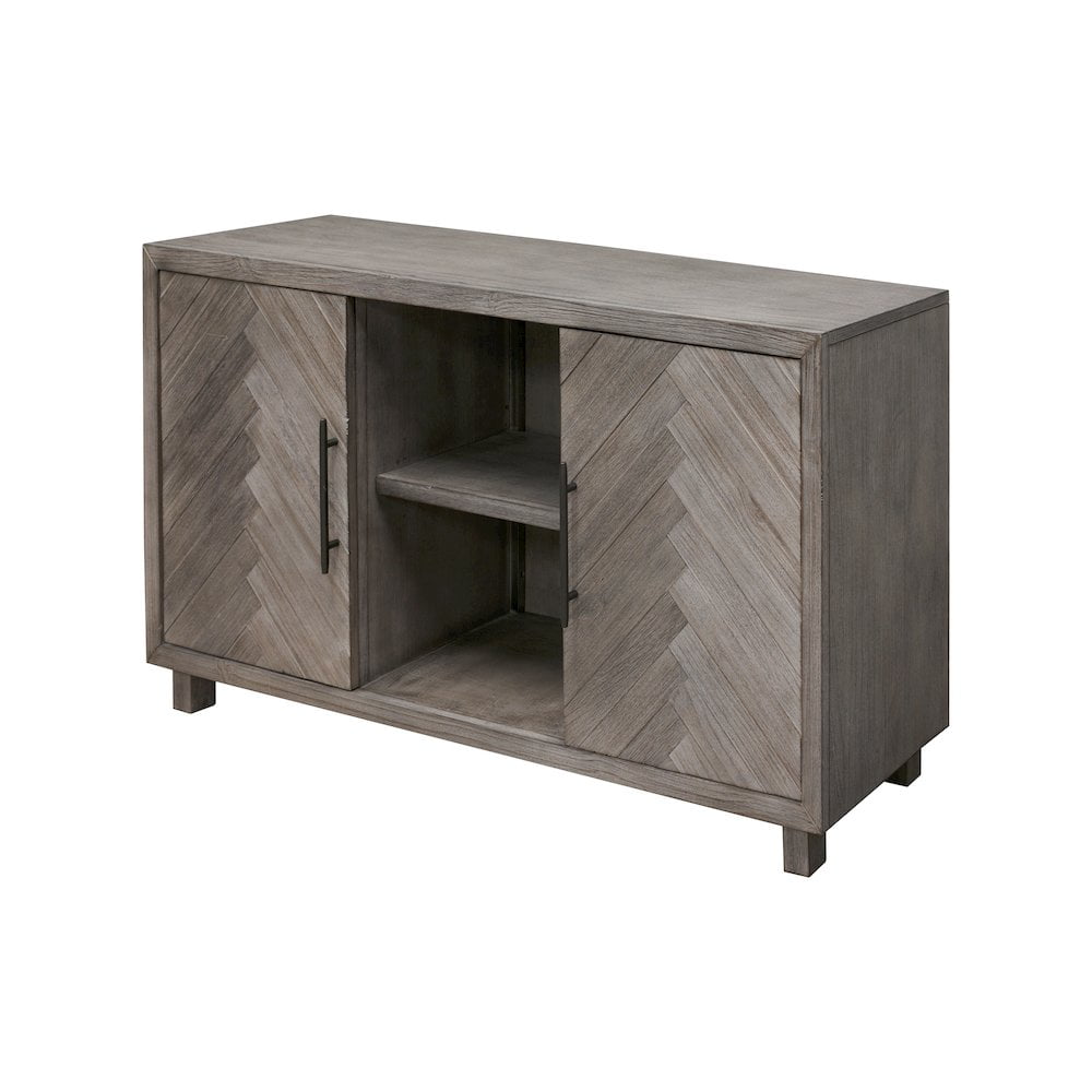 Gray 60" Transitional Wood TV Console with Cabinet