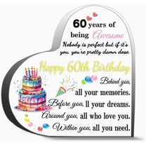 60 Th Birthday Appreciate Gifts For Sixty Year Old Women Men Heart Shaped Signs Birthdate Gift Best W Gifts Desk Decorative Sign Acrylic Sign For Office Desk Table Shelf