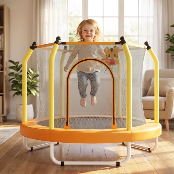 55'' Toddler Trampoline for Kids, SEGMART Kids Trampoline with Enclosure Net and Balls, Indoor Outdoor Mini Small Trampoline Birthday Gifts for Boys and Girls Age 3 Months and up