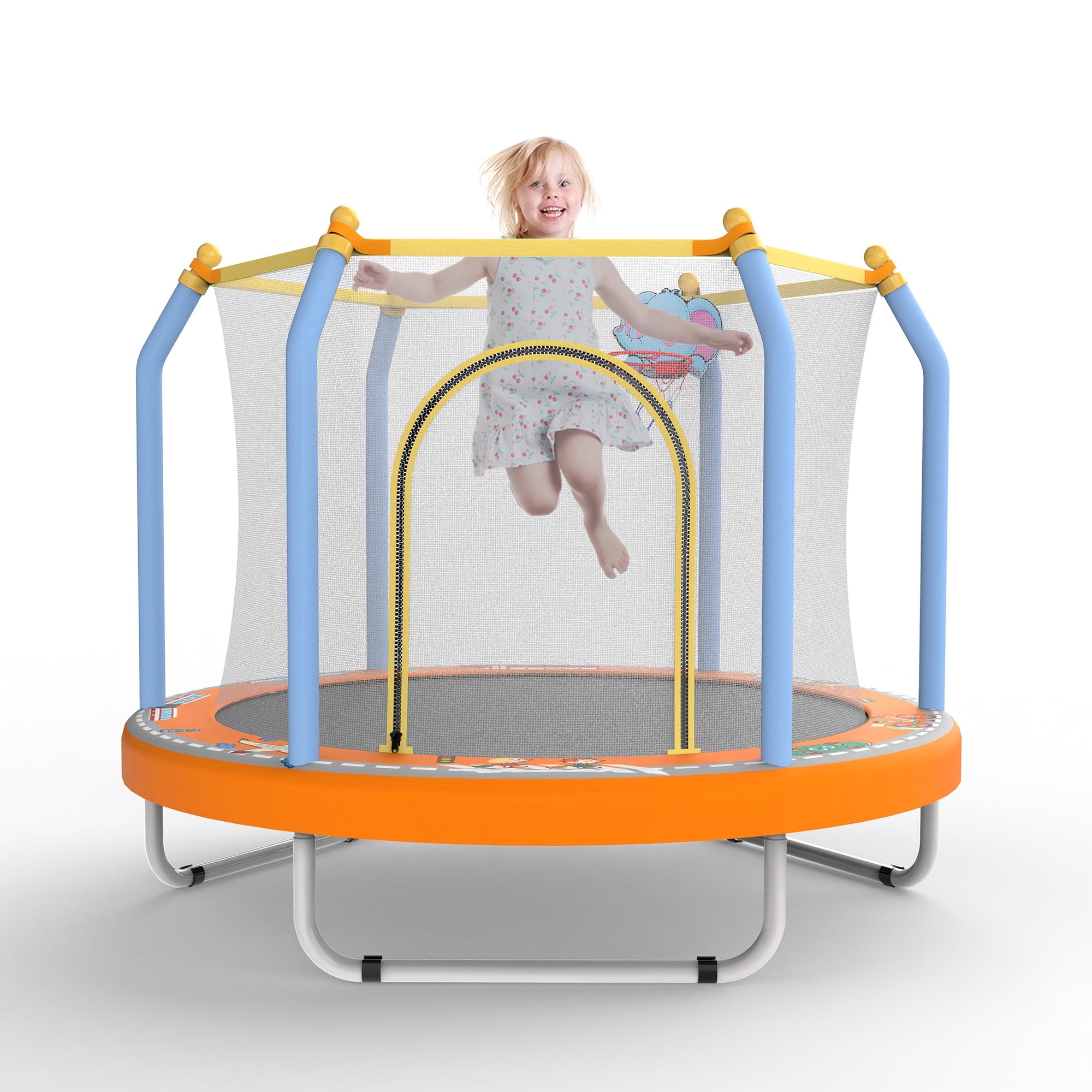 55'' Toddler Trampoline for Kids, SEGMART Kids Trampoline with Enclosure Net and Balls, Indoor Outdoor Mini Small Trampoline Birthday Gifts for Boys and Girls Age 3 Months and up