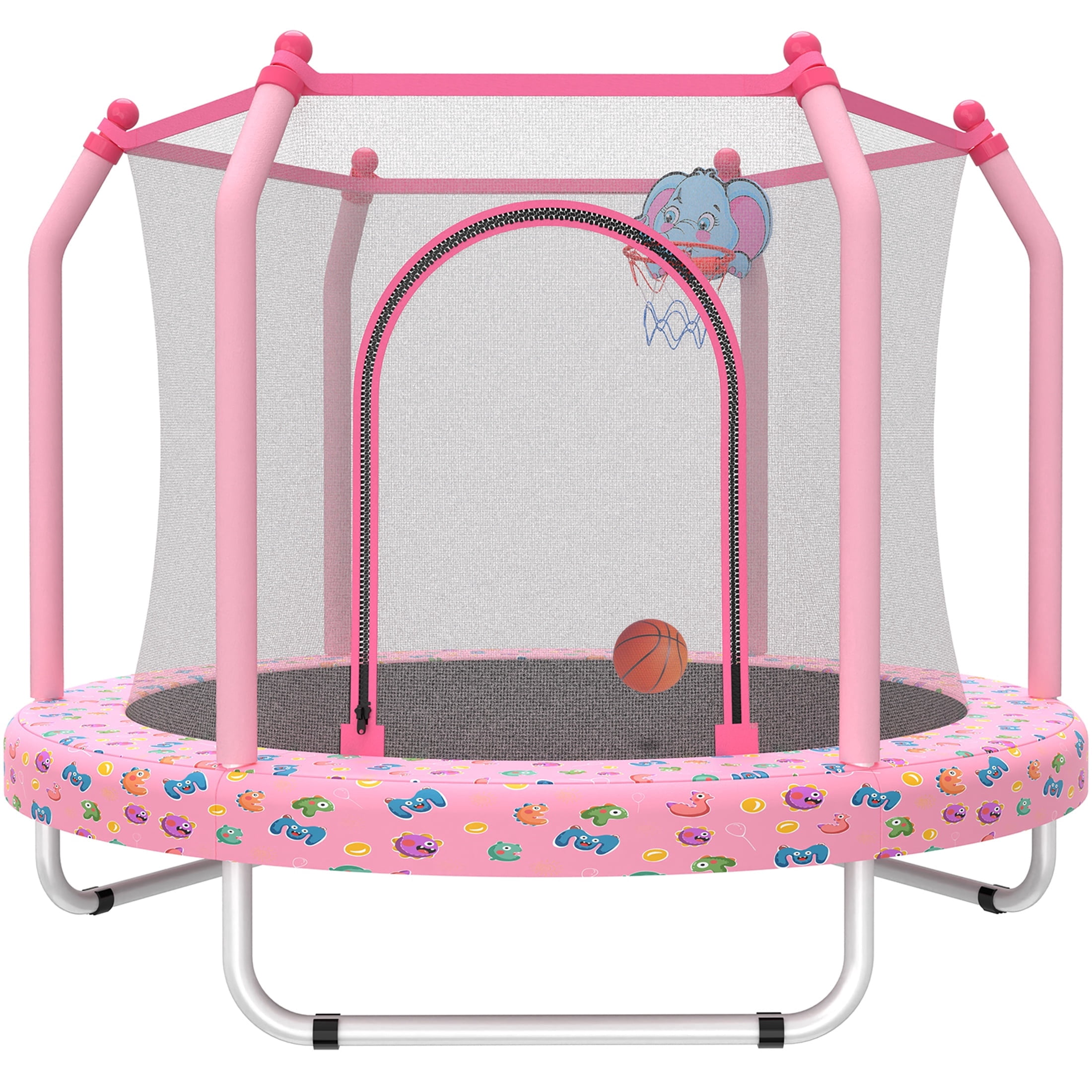 60" Toddler Trampoline for Kids, SEGMART Kids Trampoline with Enclosure Net and Balls, Indoor Outdoor Mini Small Trampoline Birthday Gifts for Boys and Girls Age 3 Months and up