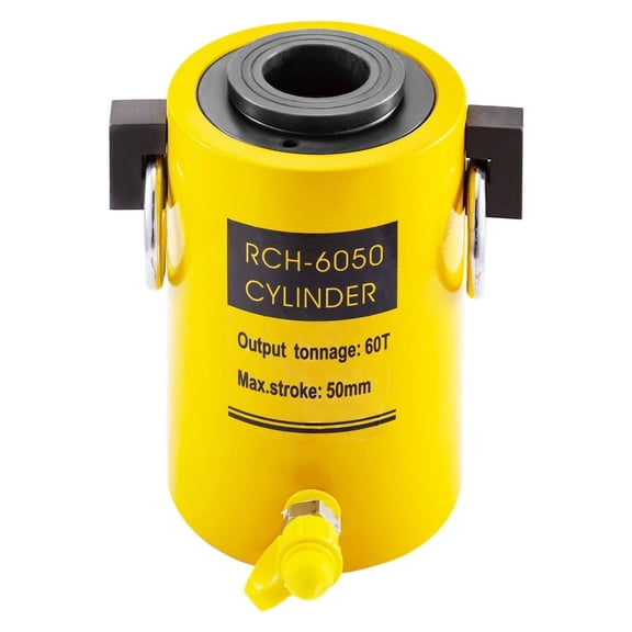 60 Ton Hydraulic Cylinder Jack - 2 Inch Hollow Single Acting Ram - 50mm Stroke for Riggers & Fabricators