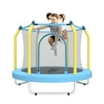 thumbnail image 1 of 55" Trampoline with Enclosure for Kids, SEGMART Indoor Outdoor Toddler Trampoline with Basketball, Indoor Outdoor Kids Trampoline with Basketball Hoop, Small Round Trampoline for Boys Girls, 1 of 8