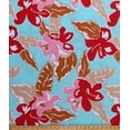 thumbnail image 1 of 60" Tropical Hawaiian Flowers Hibiscus Bold Floral Large Scale Leaf Leaves Aqua Cotton Fabric Print by the Yard (8447M-4M), 1 of 1