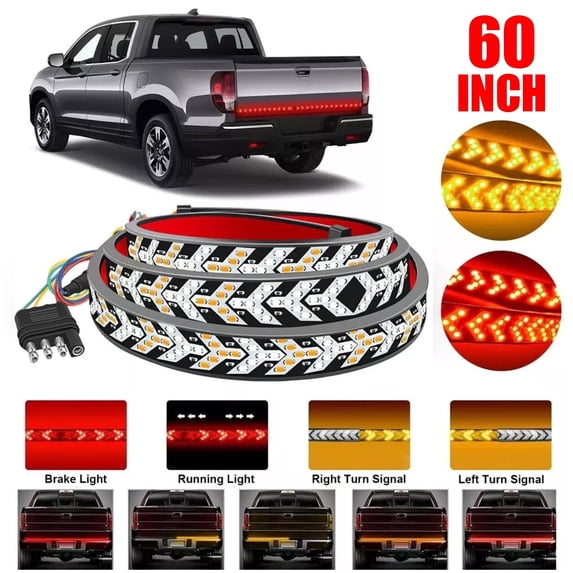 60" Truck Tailgate Light Bar Sequential Turn Indicator Signal Brake Tail Strip