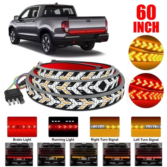 60" Truck Tailgate Light Bar Sequential Turn Indicator Signal Brake Tail Strip