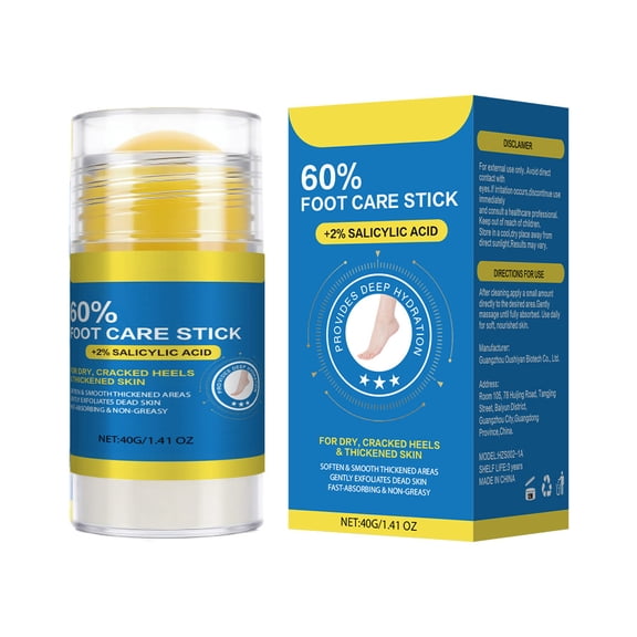 60% Urea Foot Care Stick with 2% Salicylic Acid, Softens & Smooths Dry, Cracked Heels & Thickened Skin, Gently Exfoliates Dead Skin, Fast-Absorbing & Non-Greasy for Deep Hydration & Gentle Foot Care
