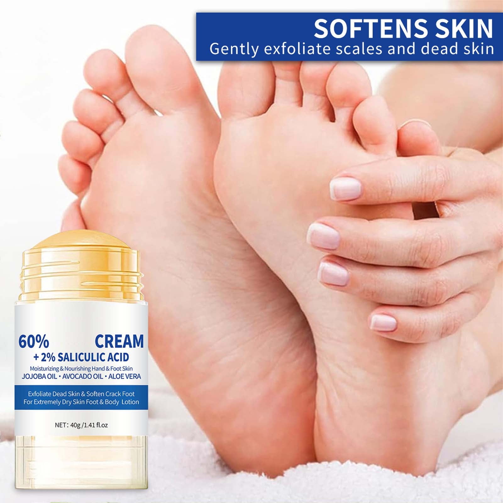60 Urea Plus 2 Salicylic Acid Foot Cream, Foot Cream For Dry & Cracked & Thick & Coarse Skin