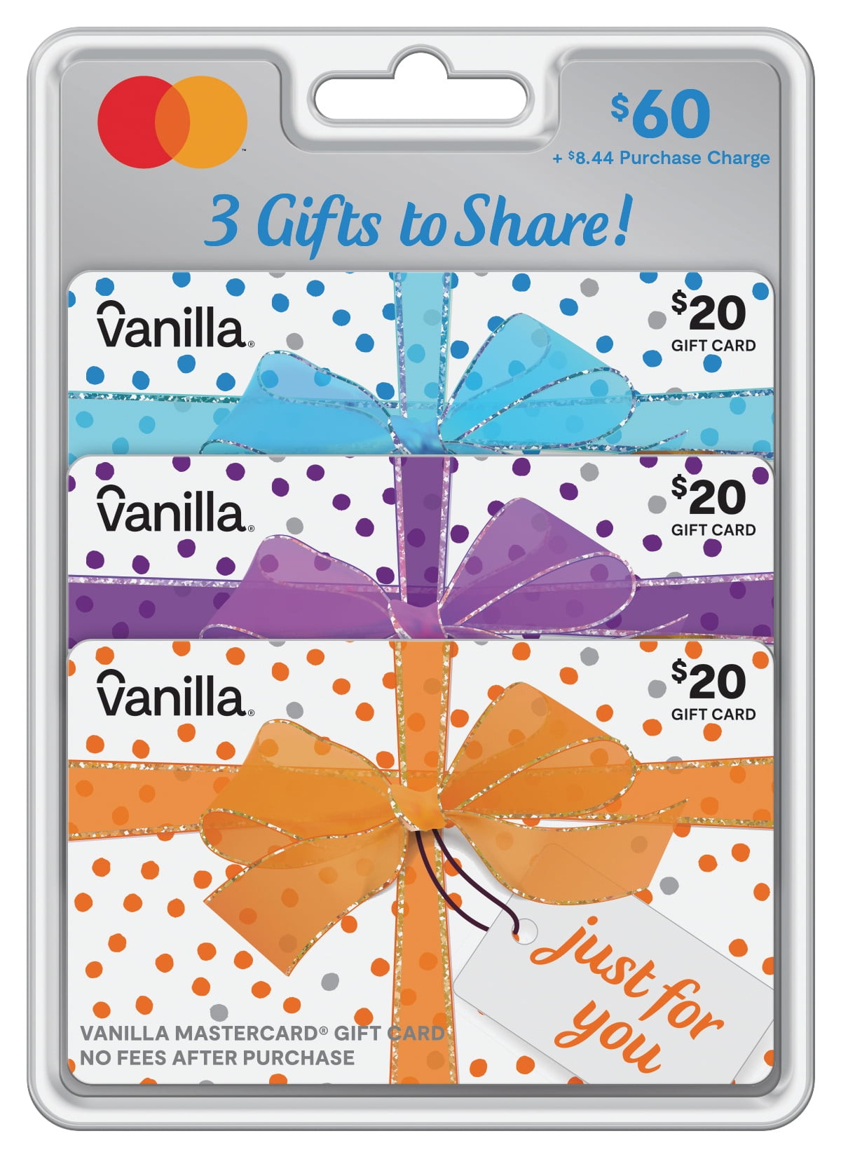 $60 Vanilla Mastercard Celebration Dots Gift Card Multi-pack (plus $8.44 Purchase Fee)