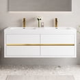 thumbnail image 1 of 60" Vanity Sink, Stone Resin Countertop, Soft Close, Glossy White, Neatly Organize Essentials 24v15-60dgw Bathroom Storage Cabinet With Modern, 1 of 7