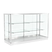 60 W * 20 D * 38 H - Full Vision Showcase - Retail Glass Display Case With Silvery Aluminum Frame And Led Lights
