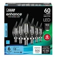 thumbnail image 1 of 60 W Equivalent Daylight CA10 Dimmable Enhance Glass Candelabra Filament LED Light Bulb (6-Pack), 1 of 18