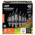 thumbnail image 1 of 60 W Equivalent Soft White CA10 Dimmable Enhance Decorative Candelabra LED Light Bulb (6-Pack), 1 of 10