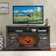 thumbnail image 1 of 60" W Fireplace TV Stand with 26'' Electric Fireplace, Accent Sideboard Cabinet with Barn Door Sensor and Open Shelf, Media Console Entertainment Center for Living Room, Home Office, 1 of 9