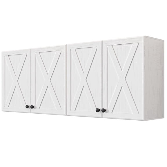 60" W Laundry Room Wall Cabinets, Farmhouse Wall Cabinet with Adjustable Shelf, Wall Mounted Storage Cabinet, Floating Cabinet for Bathroom/Kitchen