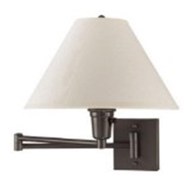 Dark Bronze Swing Arm Wall Lamp with White Shade
