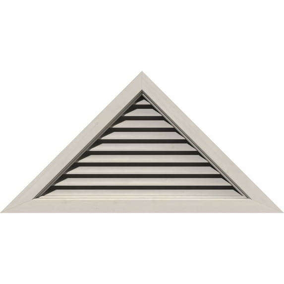 60"W x 20"H Triangle Gable Vent (76 1/2"W x 25 1/2"H Frame Size) 8/12 Pitch: Primed, Functional, Smooth Western Red Cedar Gable Vent w/ Brick Mould Face Frame