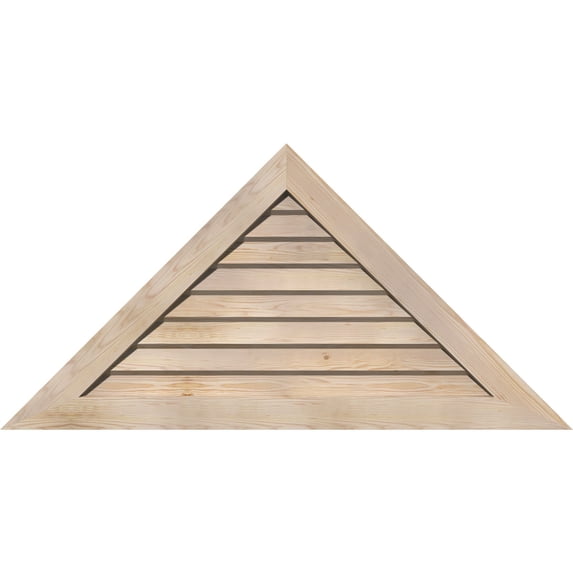 60"W x 22 1/2"H Triangle Gable Vent (75"W x 28 1/8"H Frame Size) 9/12 Pitch: Unfinished, Non-Functional, Smooth Pine Gable Vent w/ Decorative Face Frame