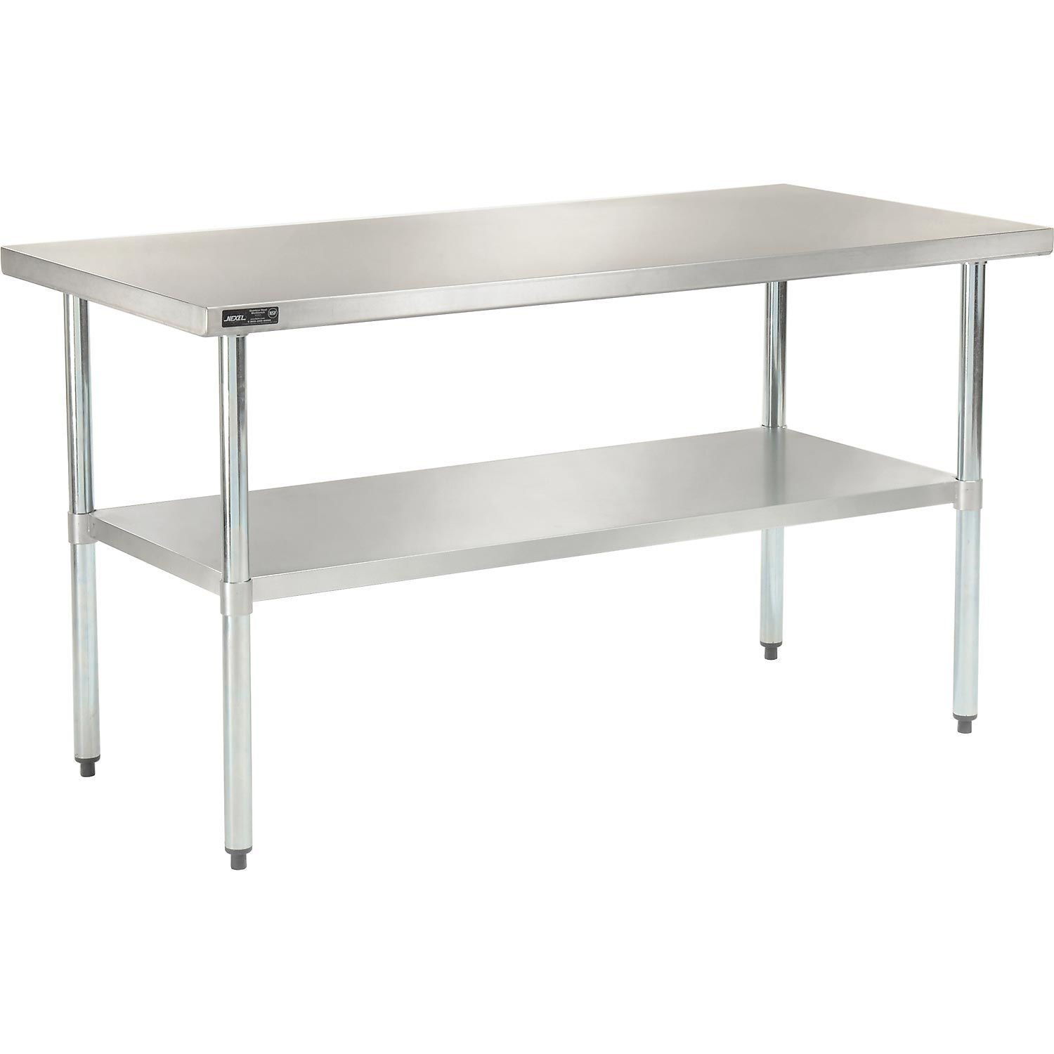 60"W x 30"D 18 Gauge 430 Stainless Steel Workbench, Galvanized Legs