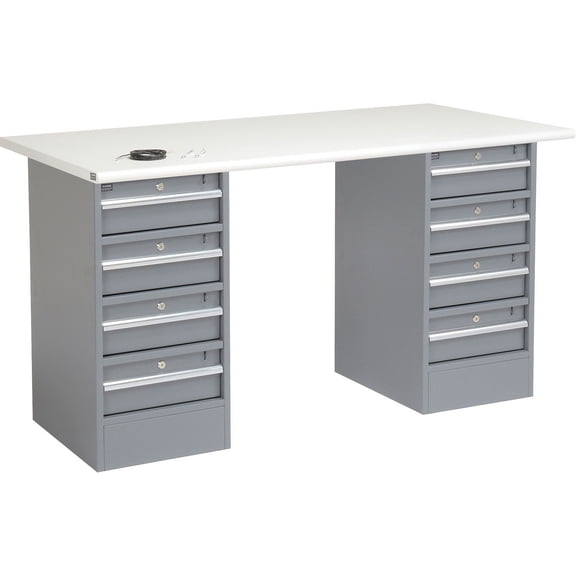 60"W x 30"D Workbench, 1-1/4" Safety Edge ESD Top, 4 Drawer/4 Drawer