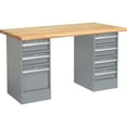 thumbnail image 1 of 60"W x 30"D Workbench, 1-3/4" Safety Edge Maple Top, 3 Drawer/4 Drawer, 1 of 7