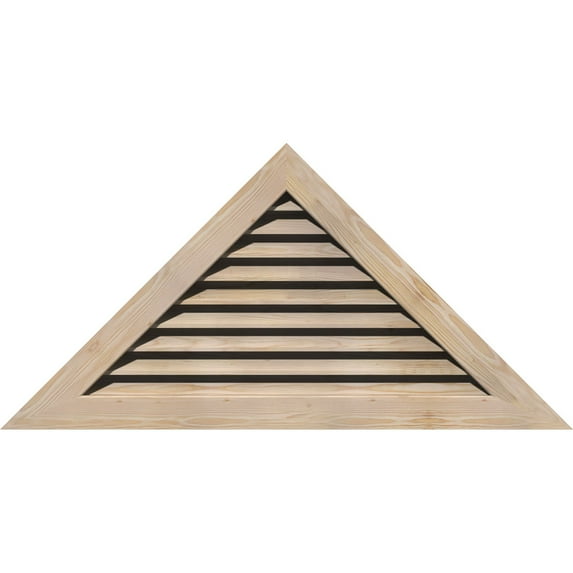 60"W x 30"H Triangle Gable Vent (72 1/8"W x 36"H Frame Size) 12/12 Pitch: Unfinished, Functional, Smooth Pine Gable Vent w/ 1" x 4" Flat Trim Frame
