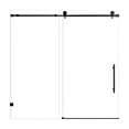 thumbnail image 1 of 60" W x 60" H Frameless Single Sliding Shower Door, Matte Black Tub Enclosure with 8mm Tempered Glass & Stainless Steel Handle, Nano-Coated WaterShield Design, 1 of 9