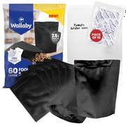 60 Wallaby Mylar Bag Bundle - 1 Gallon Stand-Up Zipper Pouches - (7.5 Mil-10’’x14’’), Oxygen Absorbers, Labels - Resealable Zipper, Heat Seal, FDA Grade, for Long Term Food Storage (Matte Black)