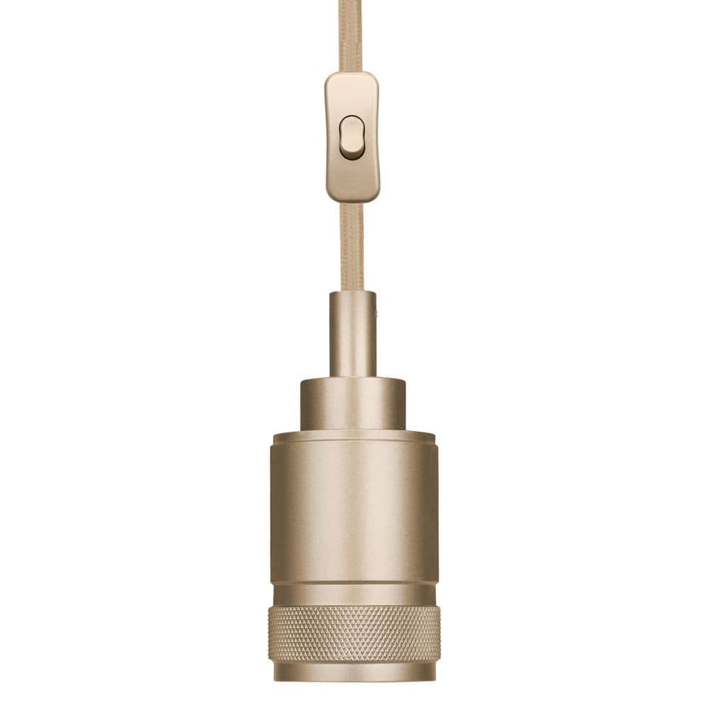 Matte Gold Industrial Style Steel Pendant Light with 15-Foot Cord