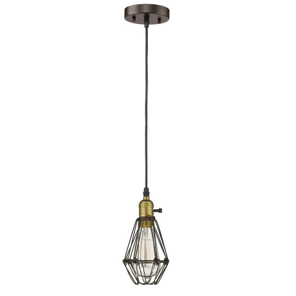 60 Watt Bulb Open Design Metal Frame Pendant Light, Bronze