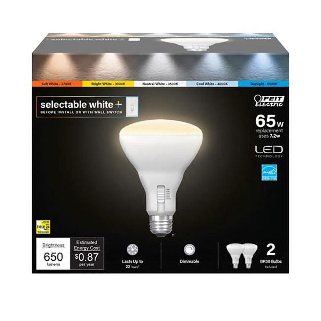 60 Watt Equivalence BR30 E26 Medium LED Light Bulb Tunable, White & Color Changing - Pack of 2