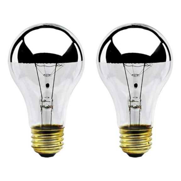 60 Watt Incandescent Half Chrome Bulb A19 Shape, E26 Medium Base, 120 Volt, 2700K Warm White Light (Pack of 2 Bulbs)