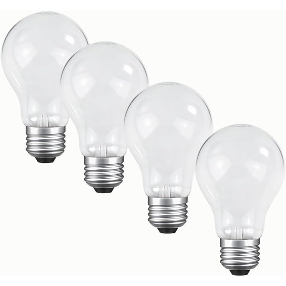 60 Watt Incandescent Light Bulbs, A19 Frosted Rough Service Light Bulb, E26 Medium Base, Soft White 2700K, Dimmable, 110-130V (4 Pack)