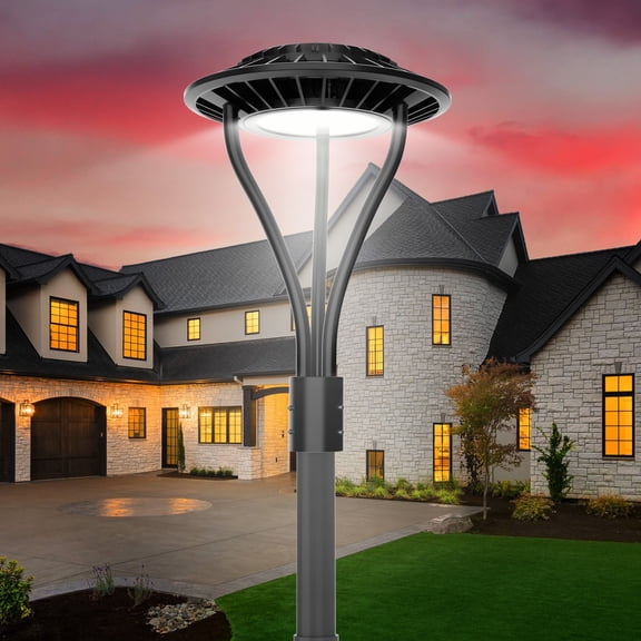 60 Watt LED Circular Area Post Top Pole Light Dusk to Dawn Outdoor Park Lighting