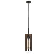 thumbnail image 1 of 60 Watt Metal Frame Pendant Fixture with Wood and Glass Shade, Brown- Saltoro Sherpi, 1 of 5