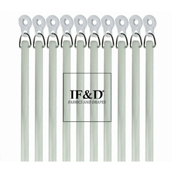 60" White 10 Pack Fiberglass Drapery Curtain Pull Wands with Plastic Adapters for Easy Open and Closing of Window Treatments - IF&D Fabrics and Drapes -WFPA-060-10