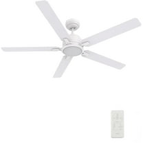 60" White DC Indoor Ceiling Fan with Dimmable LED Light Kit and Remote Reverse Airflow 5-Blades